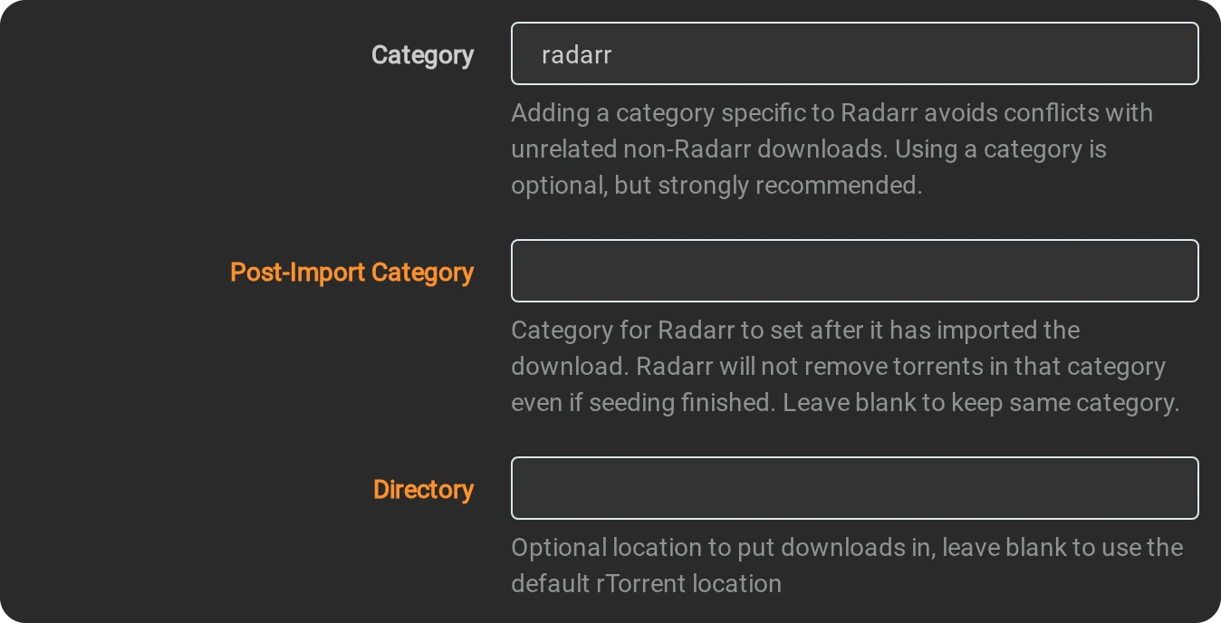 Category radarr, Post-Import Category and Directory empty