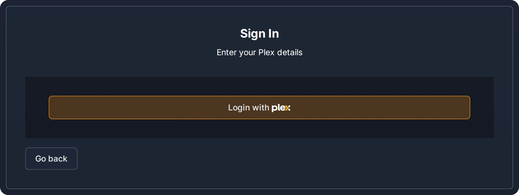 Sign In: Login with Plex