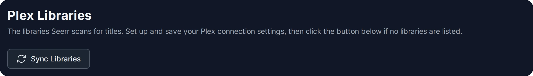 Plex Libraries and the Sync Libraries button