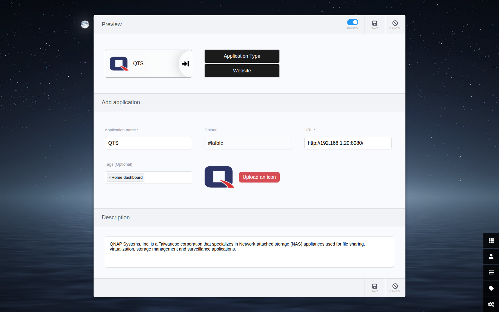 Adding a QNAP tile in Heimdall