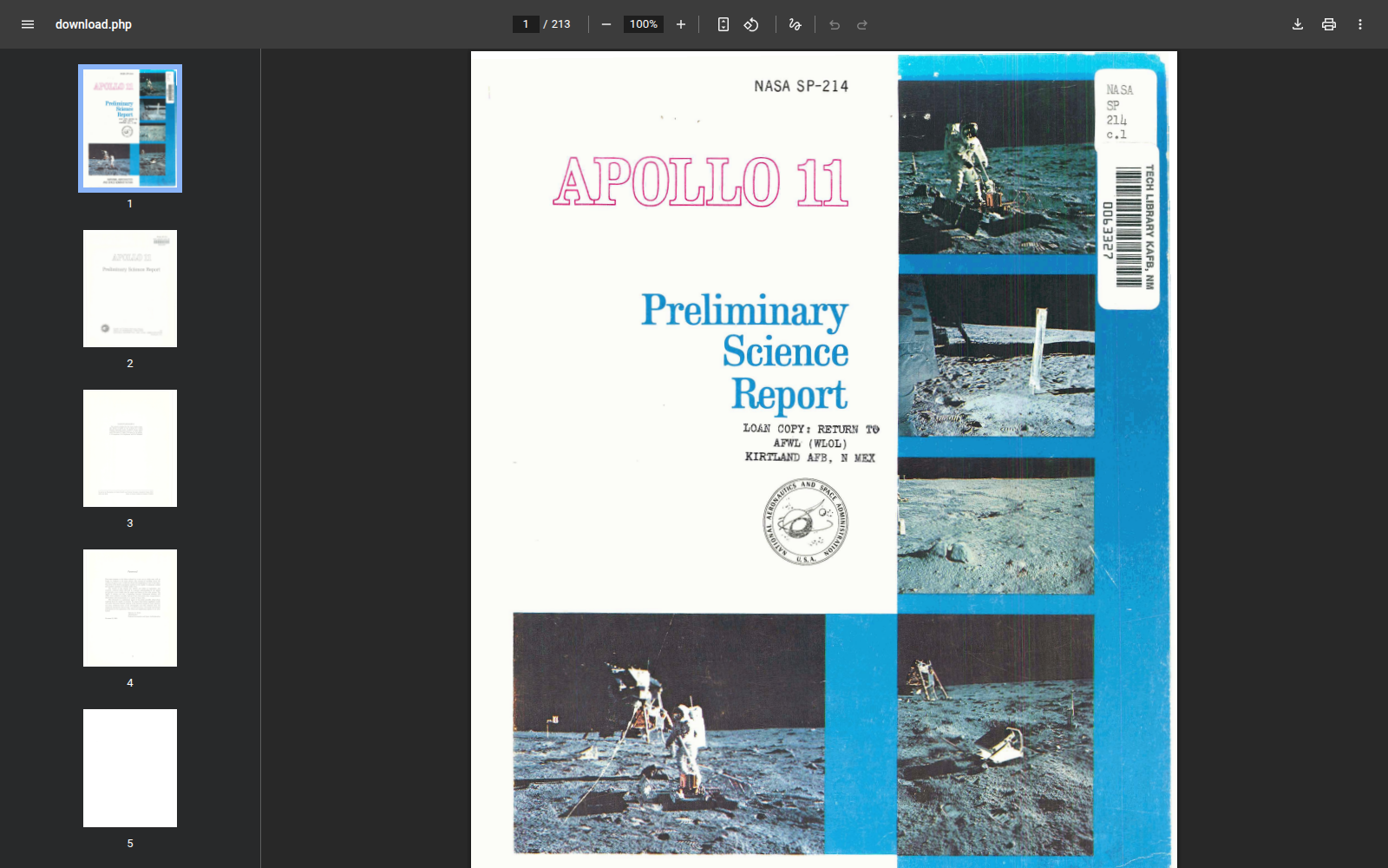 Raport NASA w przeglądarce PDF